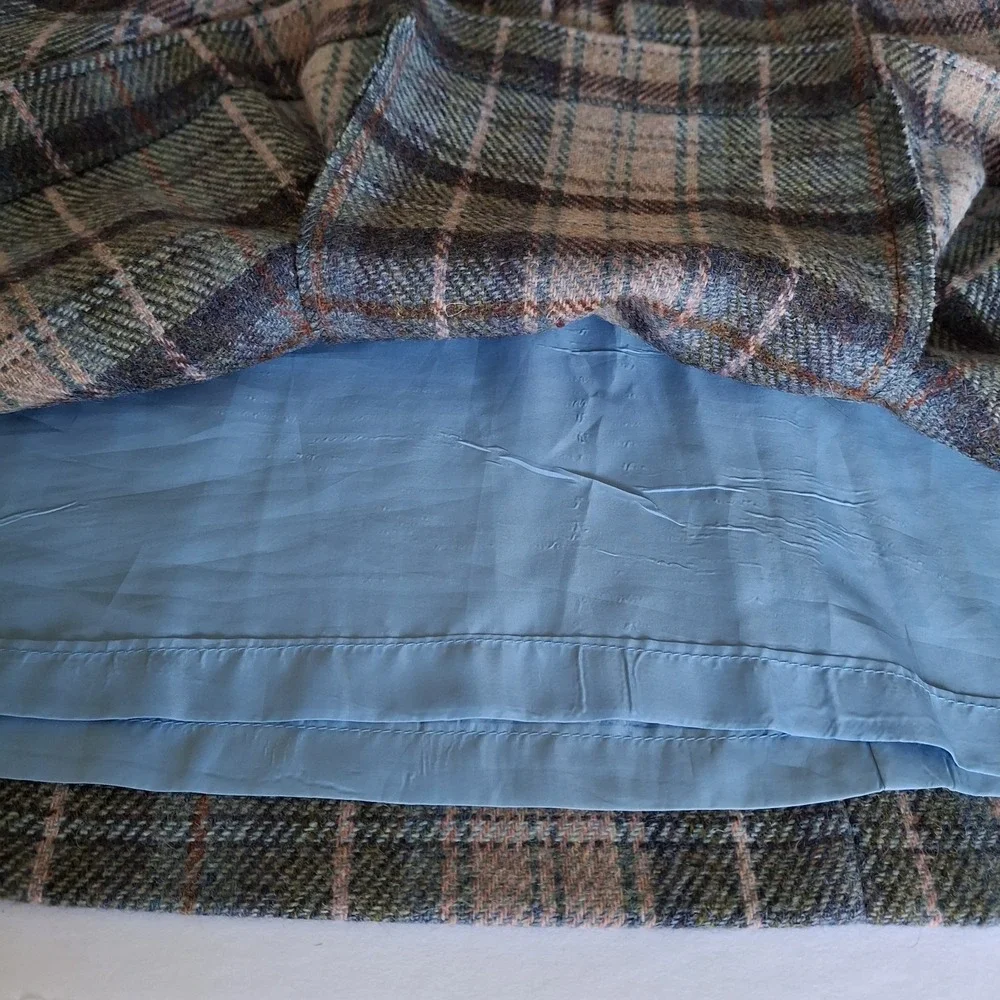 Vintage THE SPORTING LIFE Size 10 Plaid Wool Skirt Brown Pink Zip Made In USA - Picture 9 of 14